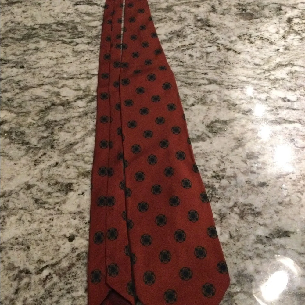Giorgio Armani Burnt Orange Floral Medallion Silk Tie